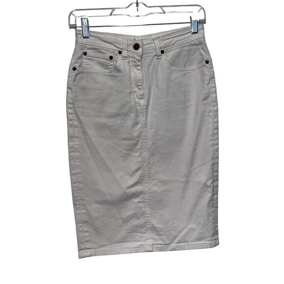 Boden White Denim Pencil Pockets & Button Closure Women's Skirt Size 4 - Picture 2 of 9